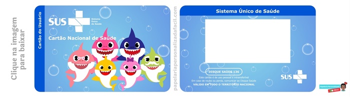 cartão do sus personalizado para editar e imprimir tema baby shark