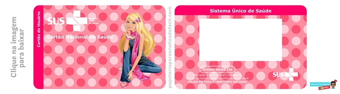 cartão do sus personalizado para editar e imprimir tema barbie