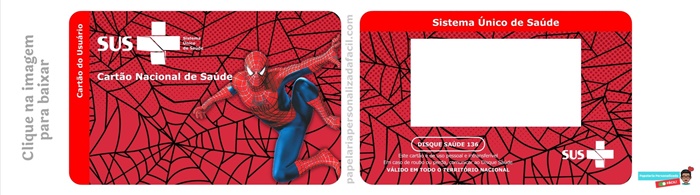 cartão do sus personalizado para editar e imprimir tema homem aranha