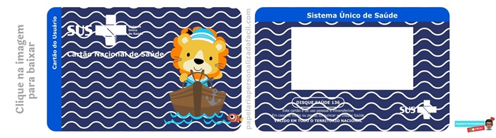 cartão do sus personalizado para editar e imprimir tema leão marinheiro