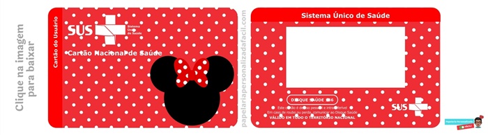 cartão do sus personalizado para editar e imprimir tema minnie