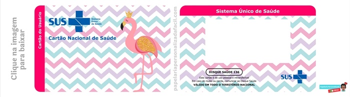 cartão do sus personalizado rosa tema flamingo