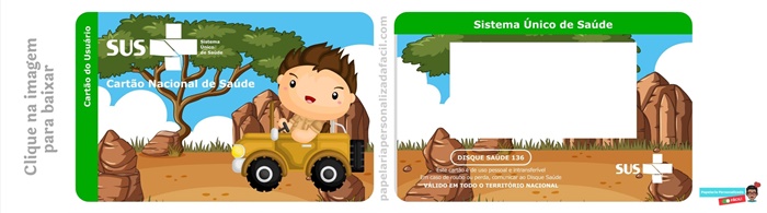 cartão do sus personalizado para editar e imprimir tema safari menino