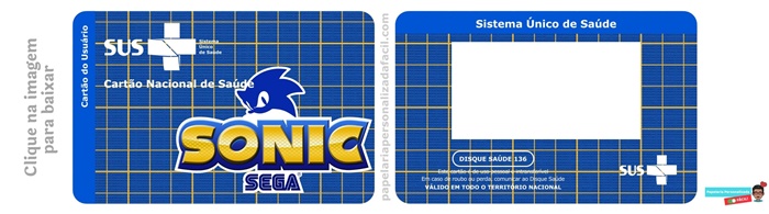 cartão do sus personalizado para editar e imprimir tema sonic