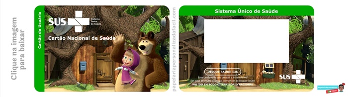 cartão do sus personalizado para editar e imprimir tema marsha e o urso