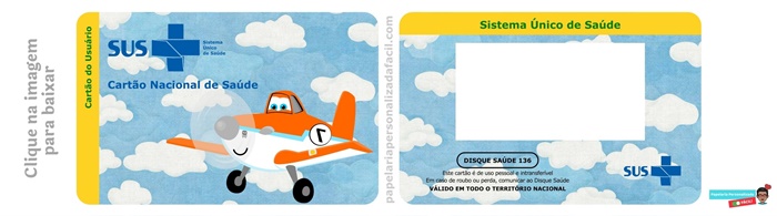 cartão do sus personalizado para editar e imprimir tema aviões