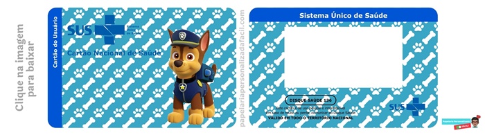 cartão do sus personalizado para editar e imprimir tema patrulha canina