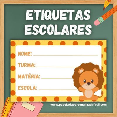 Etiquetas Escolares Personalizadas para Imprimir - Papelaria