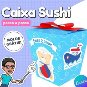 Caixa Sushi: Aprenda como Fazer no Canva + Molde em PNG Grátis