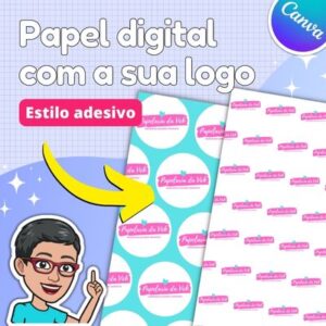 Papel Digital com Logo em PNG no Canva | Estilo Adesivo Personalizado