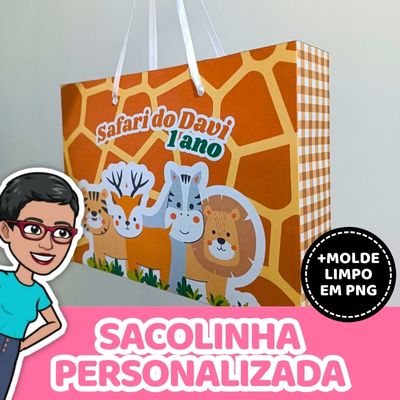 Sacolinha personalizada: Aula Passo a Passo + Molde Limpo em PNG