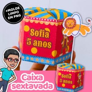 Caixa sextavada: Molde + Passo a Passo no Canva Grátis