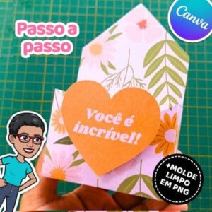 Mini Caixa Envelope: Molde + Passo a Passo no Canva Grátis